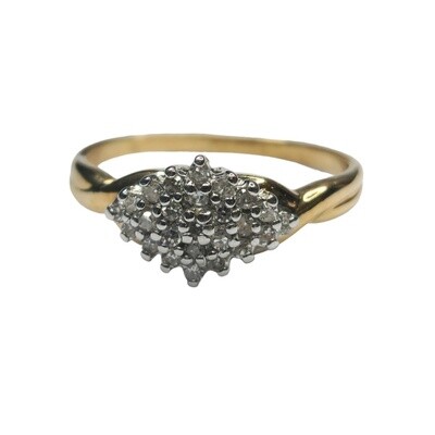 9ct yellow gold diamond cluster ring vintage style