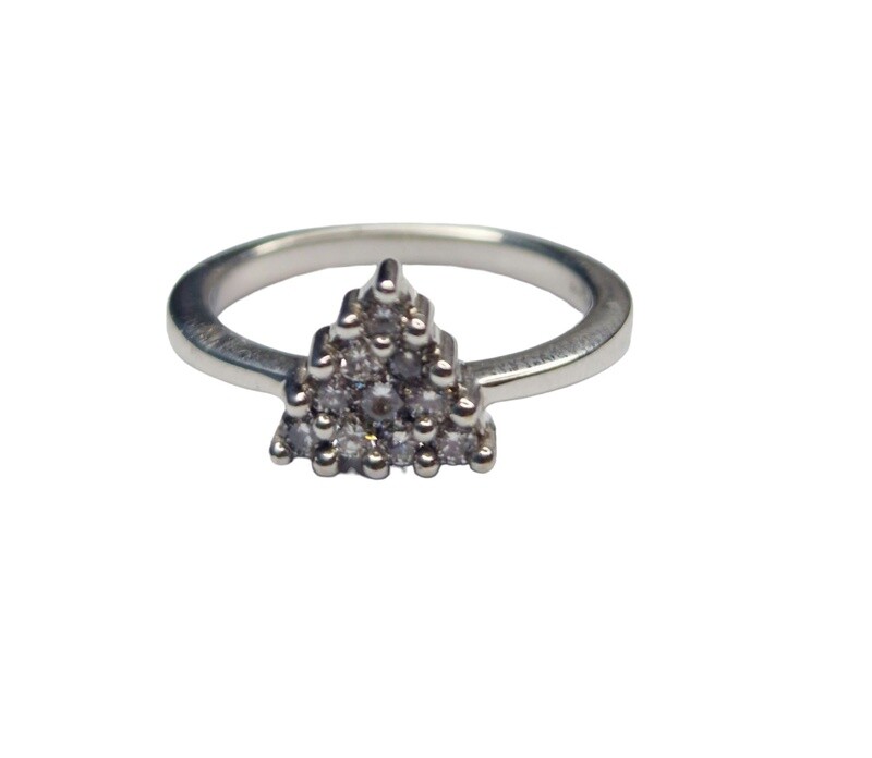 9ct white gold diamond triangular ring