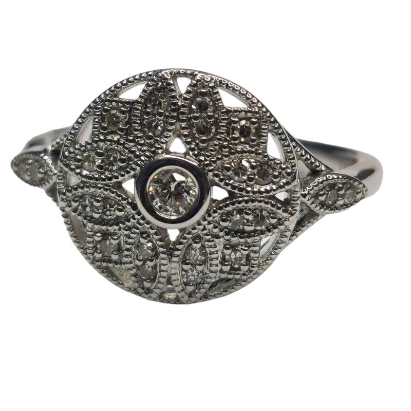 9ct white gold diamond style flower ring