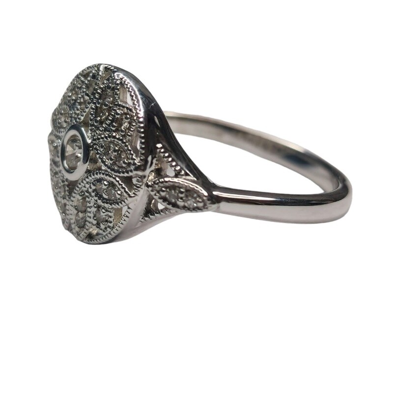 9ct white gold diamond style flower ring