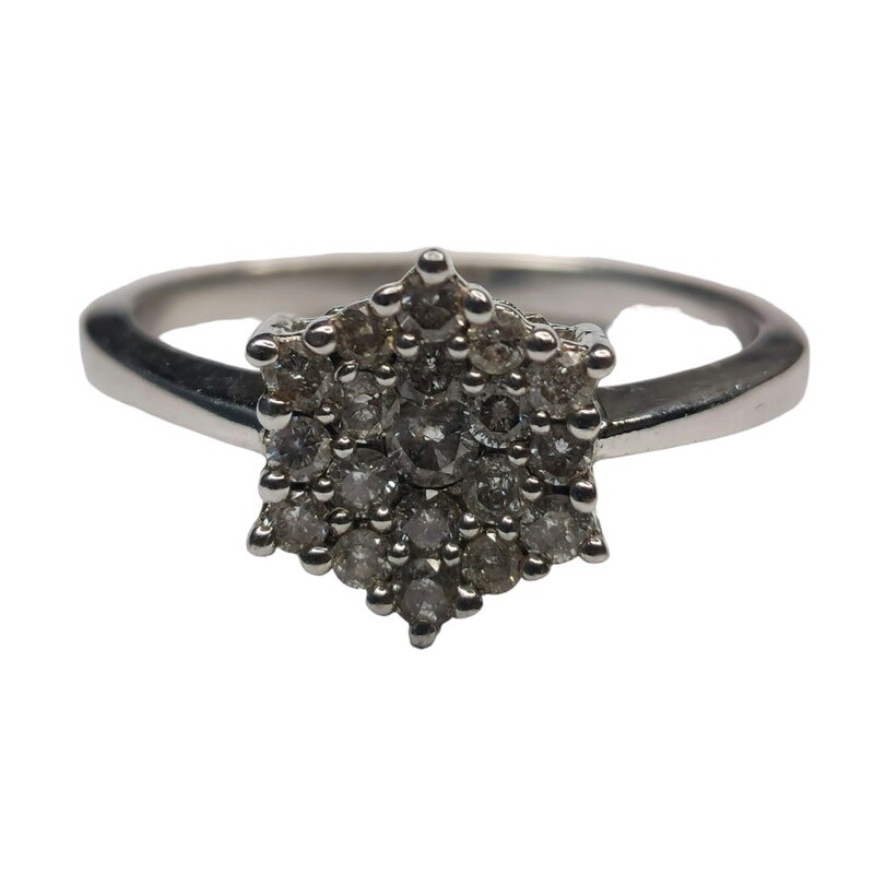 Diamond 9ct white gold  hexagon ring