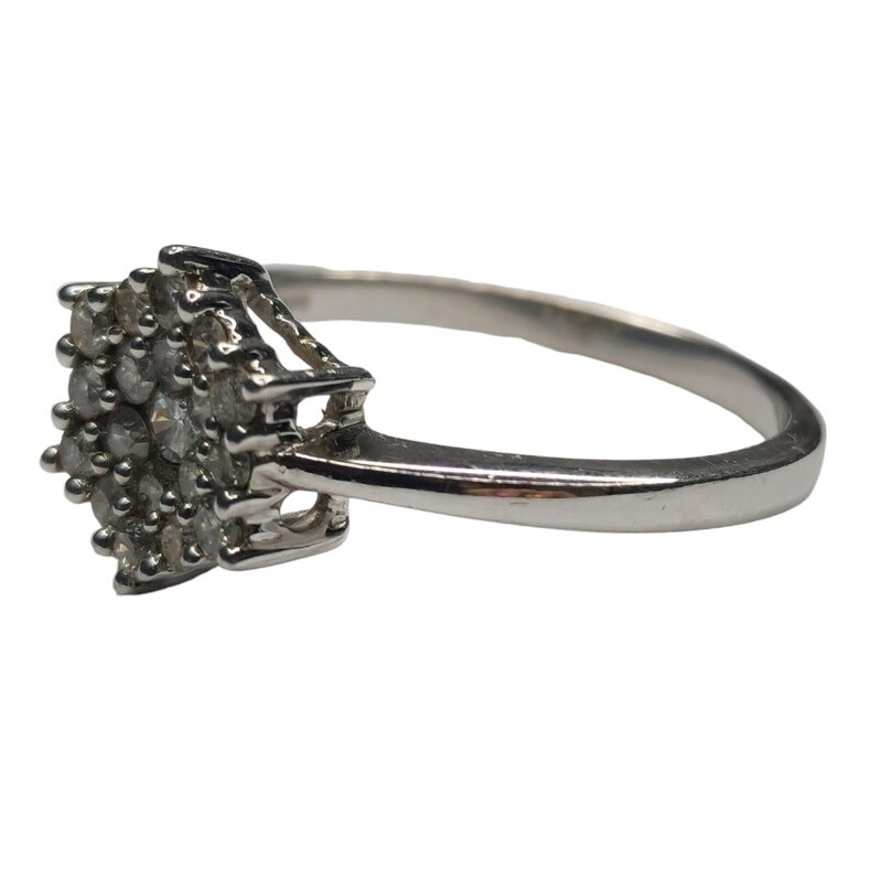 Diamond 9ct white gold  hexagon ring