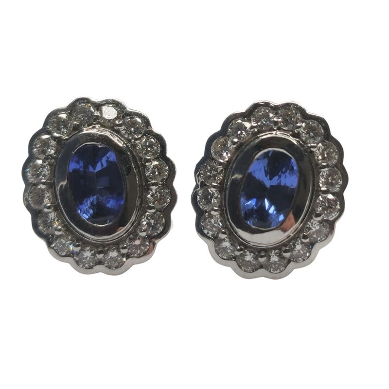 18ct white gold diamond and sapphire earrings