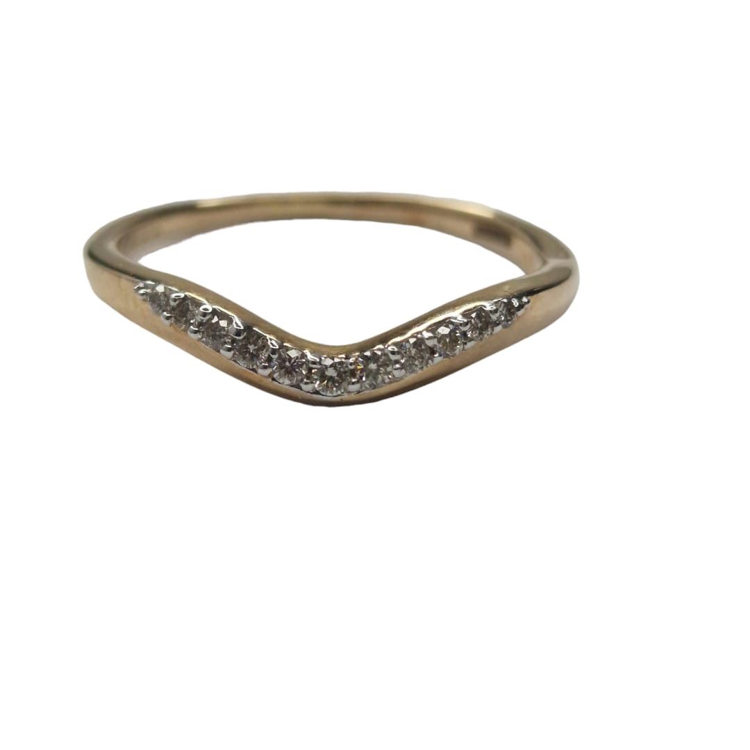 9ct Yellow gold diamond wish bone ring