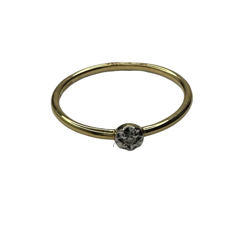 9ct yellow gold single set 1 diamond ring