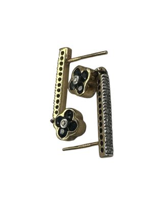Sapphire &amp; Diamond Set Flower Dropping Studs RC145