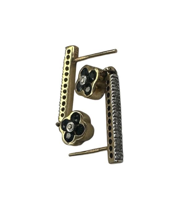 Sapphire &amp; Diamond Set Flower Dropping Studs RC145