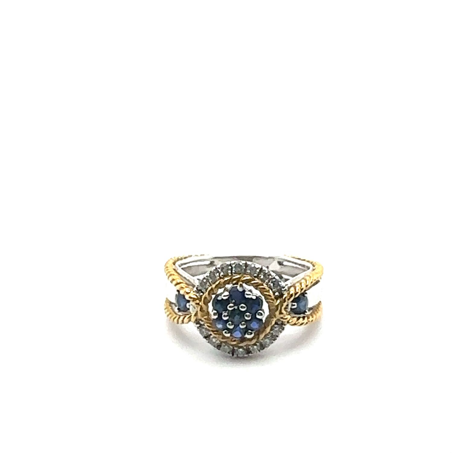18ct White/Yellow Gold Diamond and Sapphire Ring