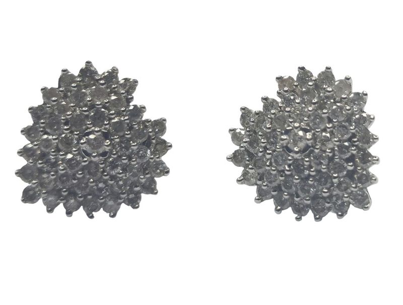 9ct yellow and white gold diamond cluster earrings