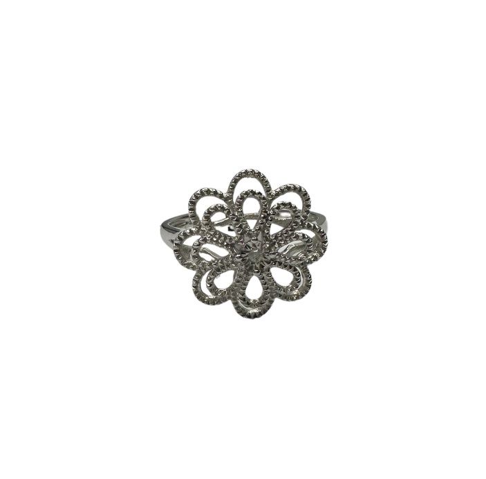 9ct White gold diamond flower style ring size N