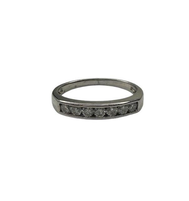 9ct white gold half eternity ring channel set