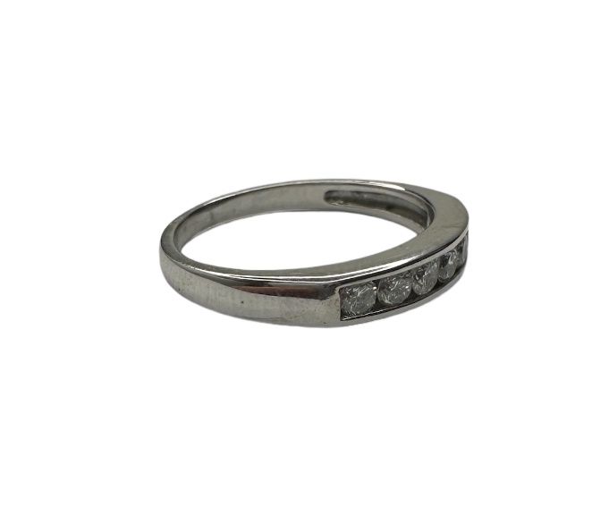 9ct white gold half eternity ring channel set