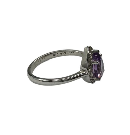 White Gold Diamond / Amethyst Pear Cut Ring RC41