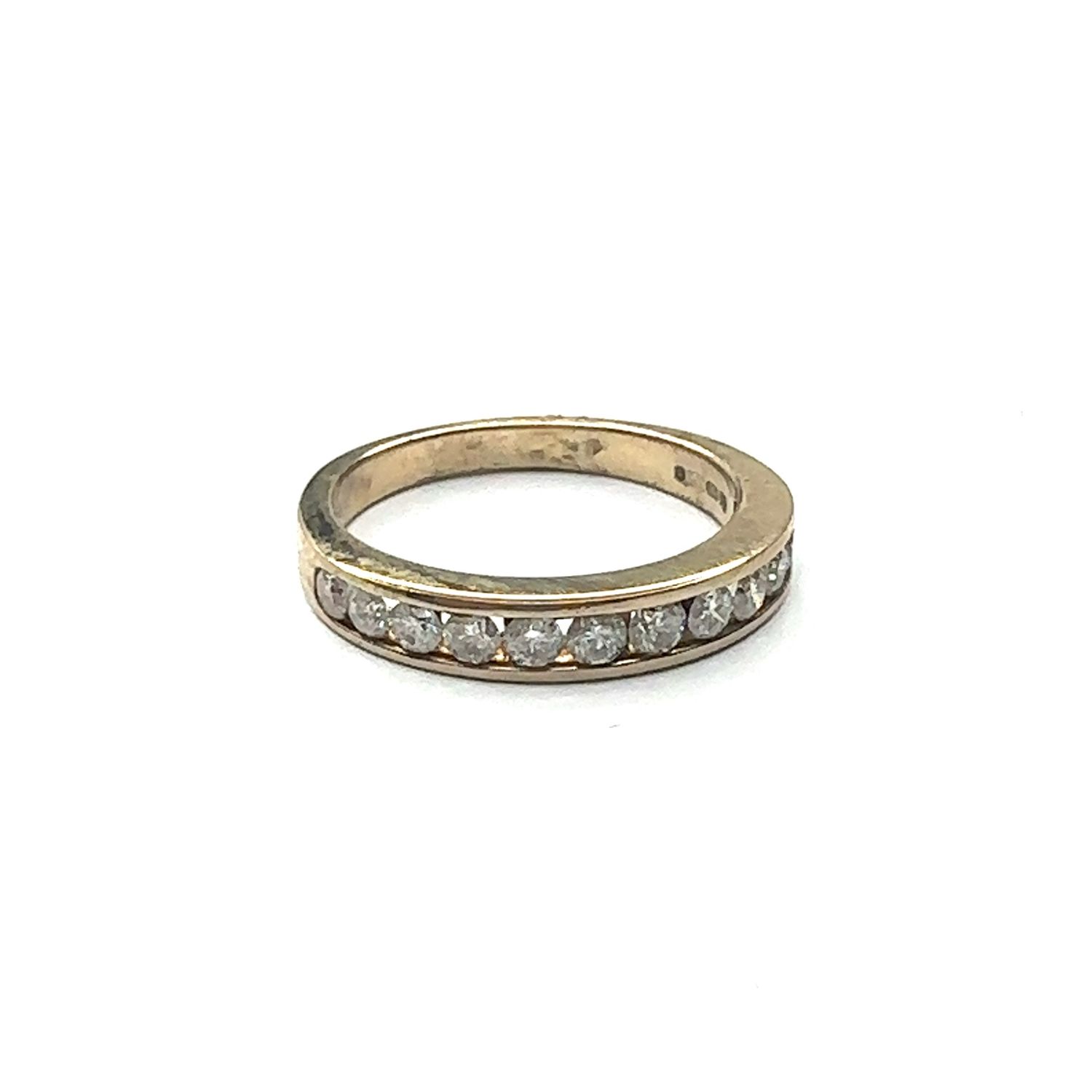 9ct yellow gold half diamond set eternity ring