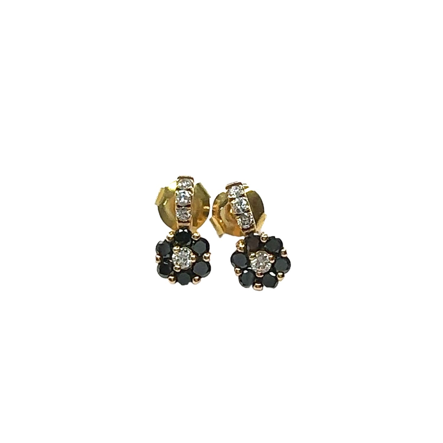 18ct yellow gold diamond and sapphire drop earrings