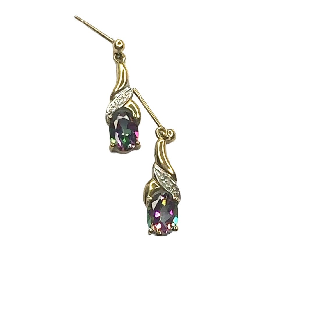 9ct yellow gold diamond and Alexanderite earrings