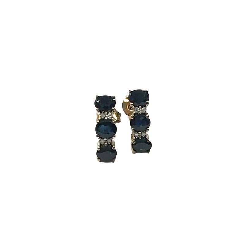 9ct yellow gold diamond and sapphire earrings drop style