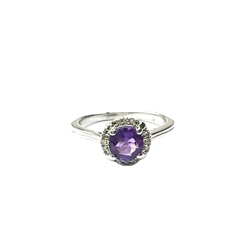 9ct white gold purple amethyst and diamond ring