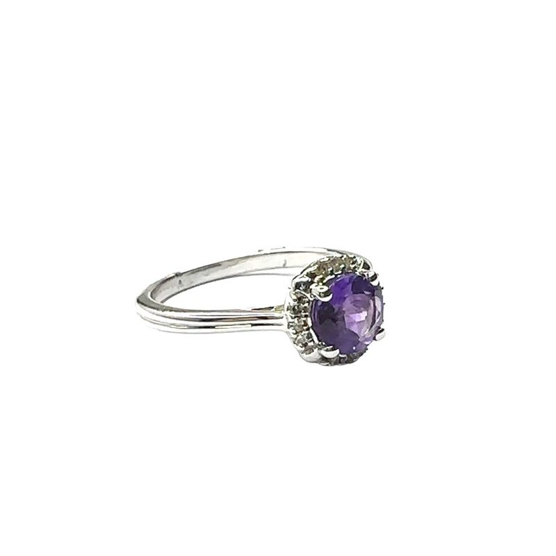9ct white gold purple amethyst and diamond ring
