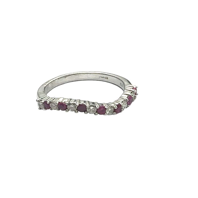 18ct diamond and alternating ruby ring