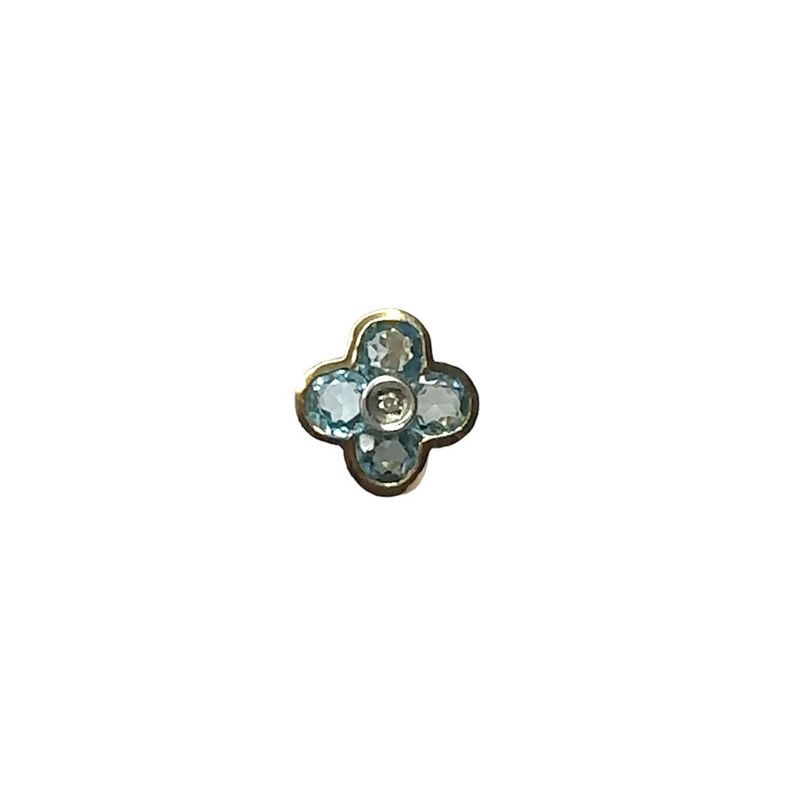 9ct yellow gold aqua marine and diamond pendent