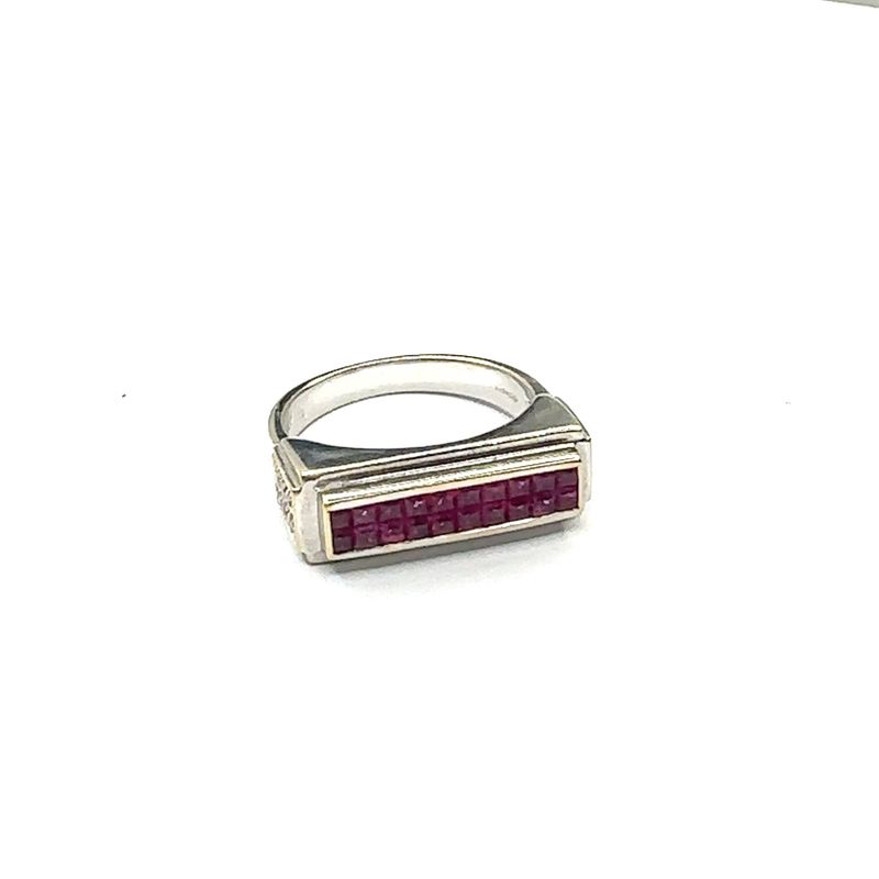18ct white gold ruby channel set  and diamond ring