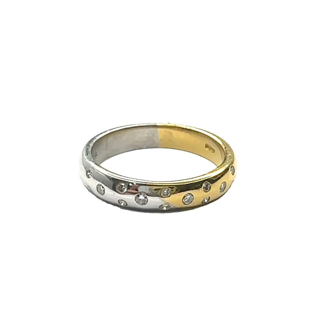 18ct White/Yellow gold diamond band ring