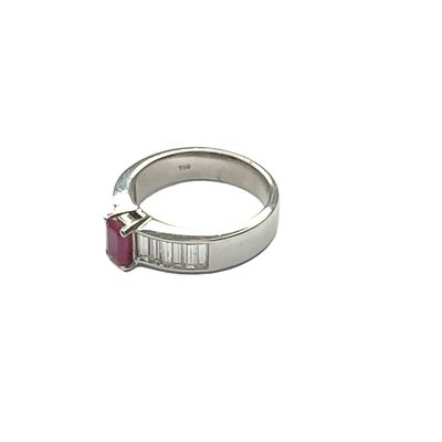 18ct White Gold Ruby and Diamond ring