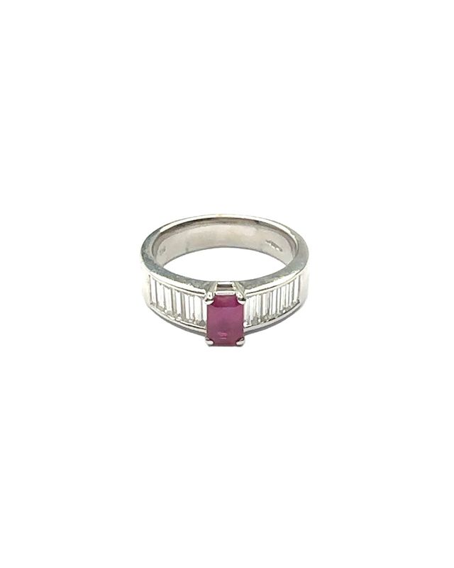 18ct White Gold Ruby and Diamond ring