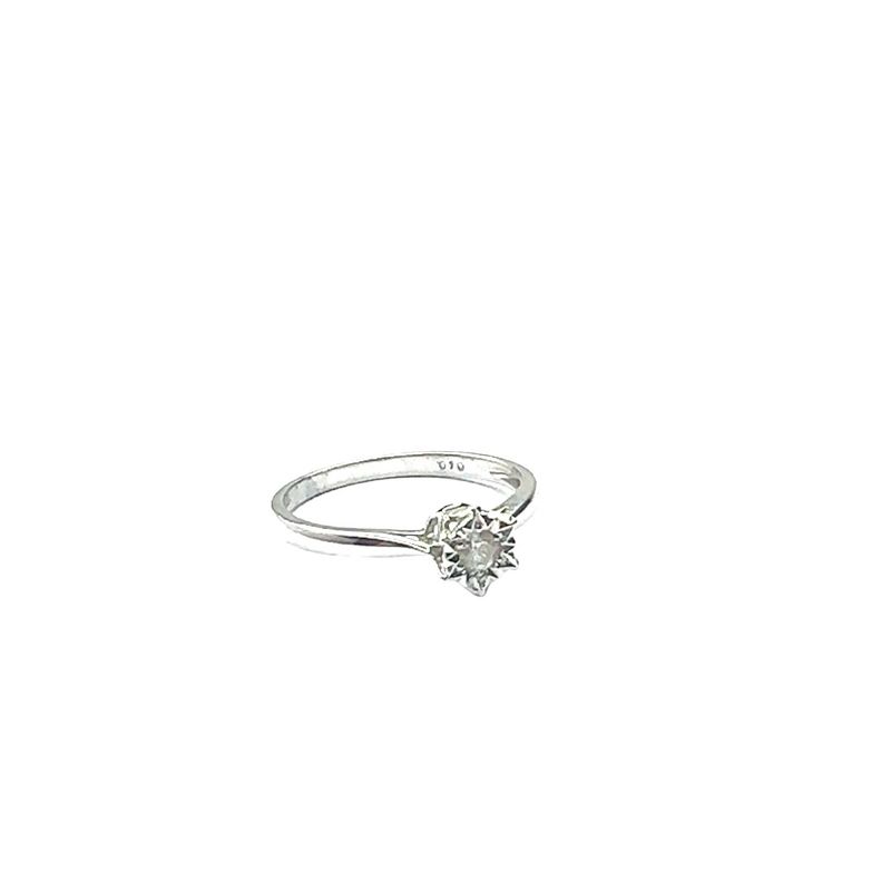 9ct white gold star style single diamond ring