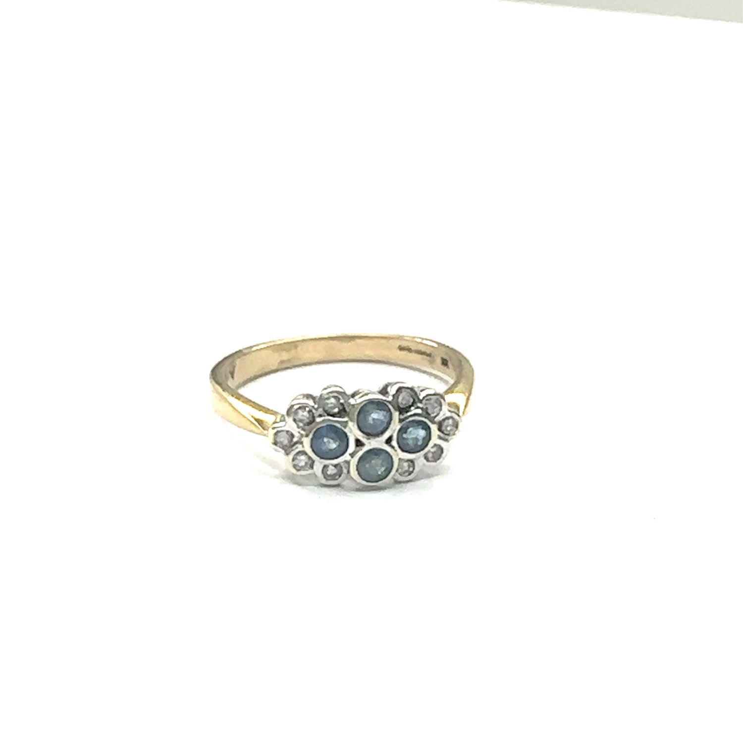 9ct yellow gold diamond and sapphire mix ring