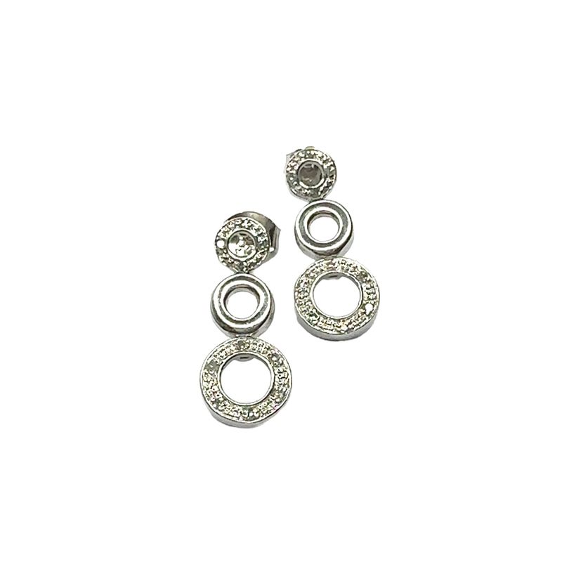 9ct white gold diamond circle drop style earrings