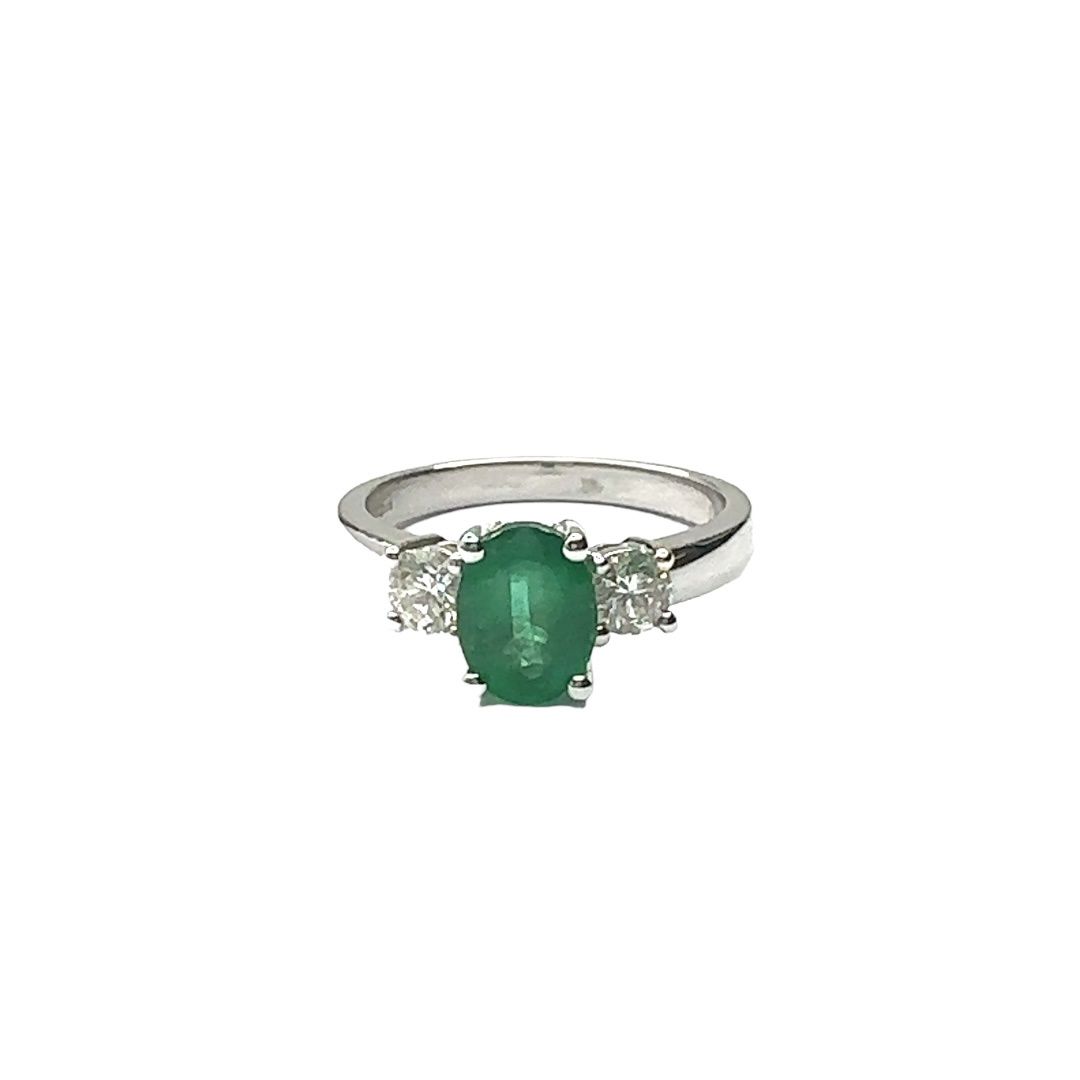 18ct white gold emerald and diamond ring