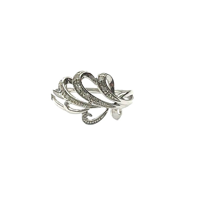 9ct white gold flower style diamond set ring