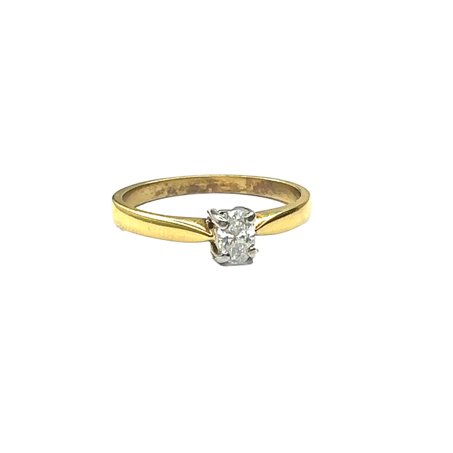 18ct yellow gold single set oval cut diamond ring
