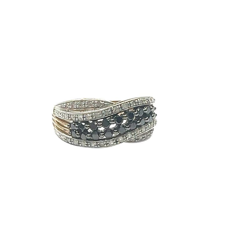 18ct yellow gold diamond and sapphire twist style ring