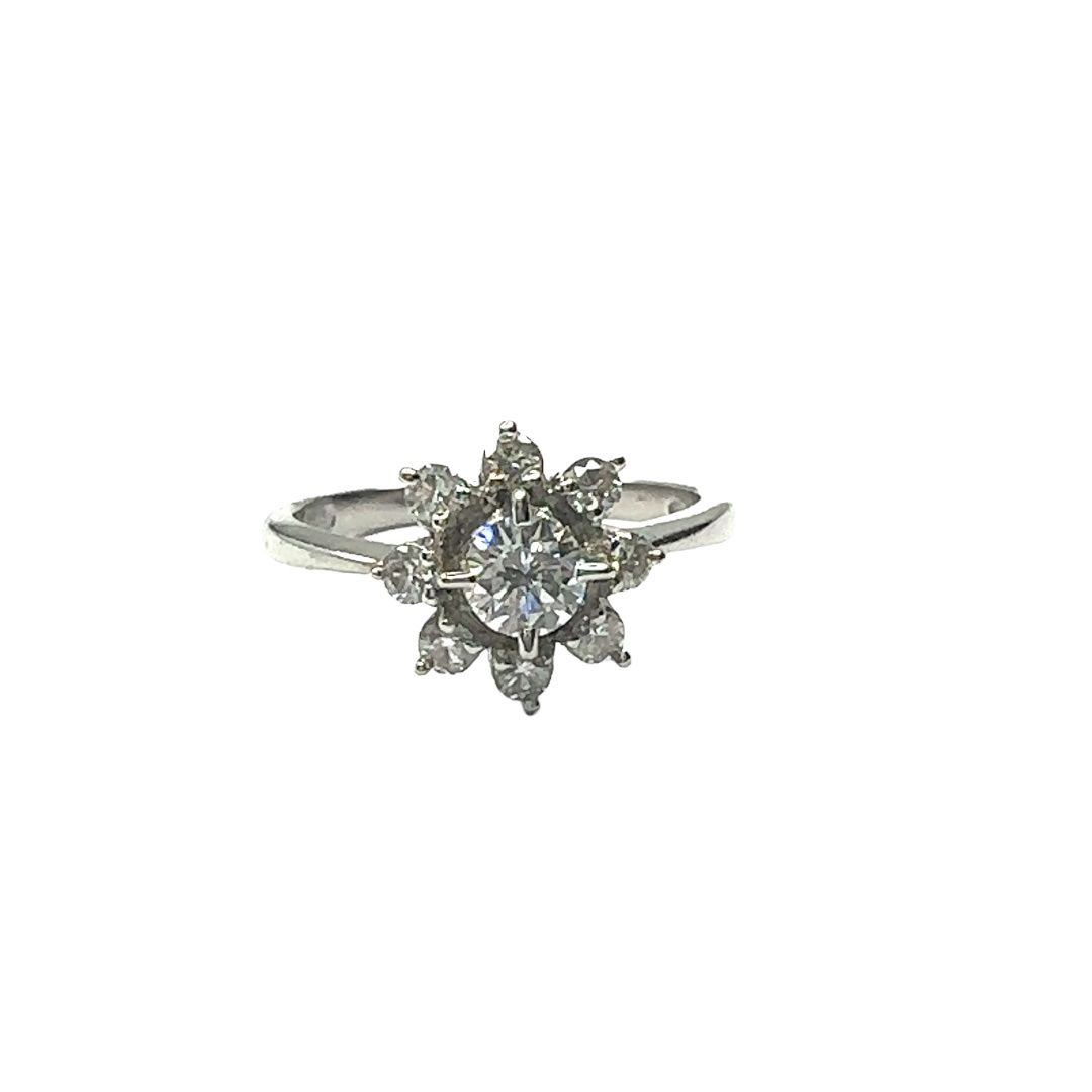 18ct white gold diamond set flower style ring