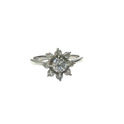 18ct white gold diamond set flower style ring