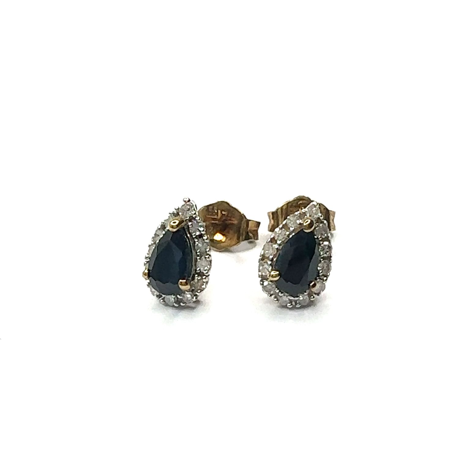 9ct yellow gold sapphire and diamond set earrings