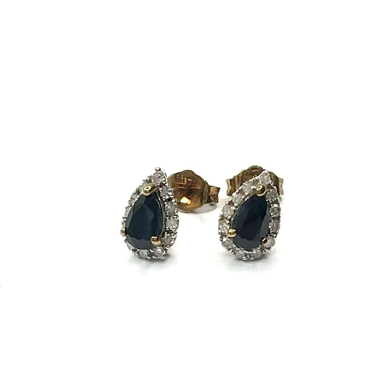 9ct yellow gold sapphire and diamond set earrings