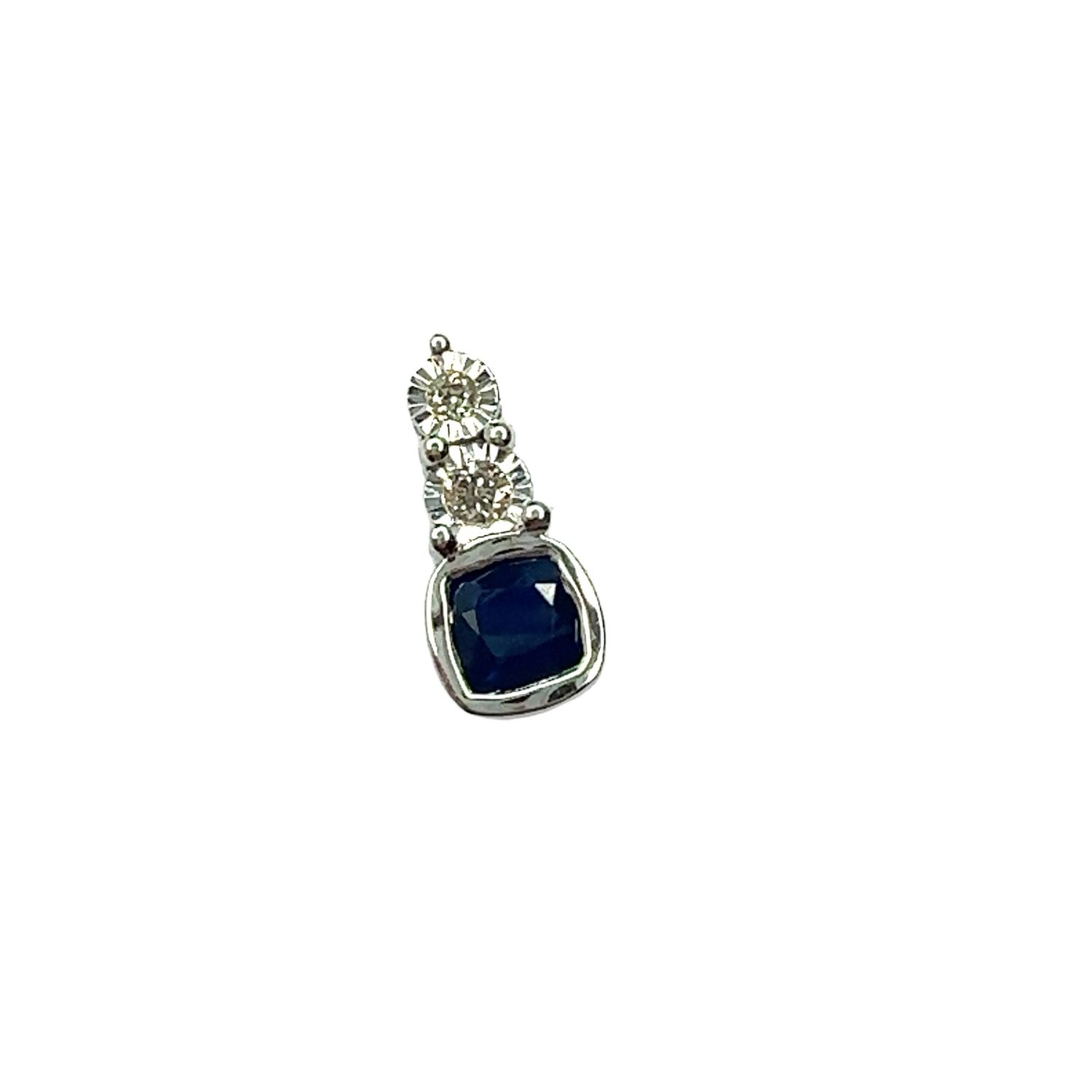 9ct white gold diamond and sapphire set pendent