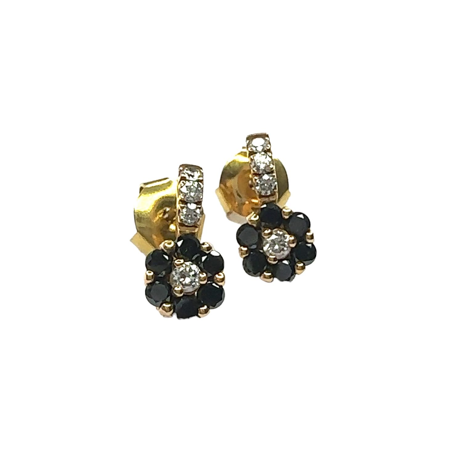 18ct yellow gold diamond and sapphire earrings