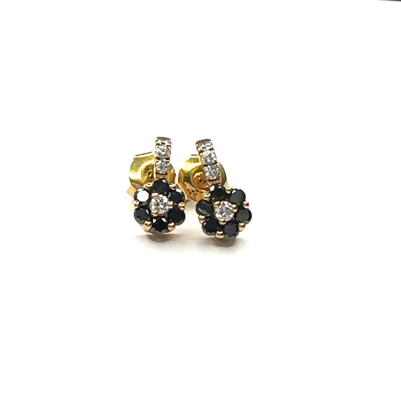 Sapphire &amp; Diamond Flower Dropper Earrings STE102