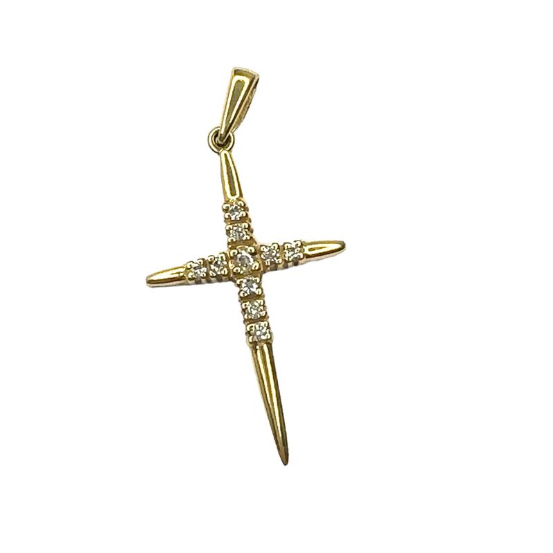 18ct yellow gold diamond set cross pendent