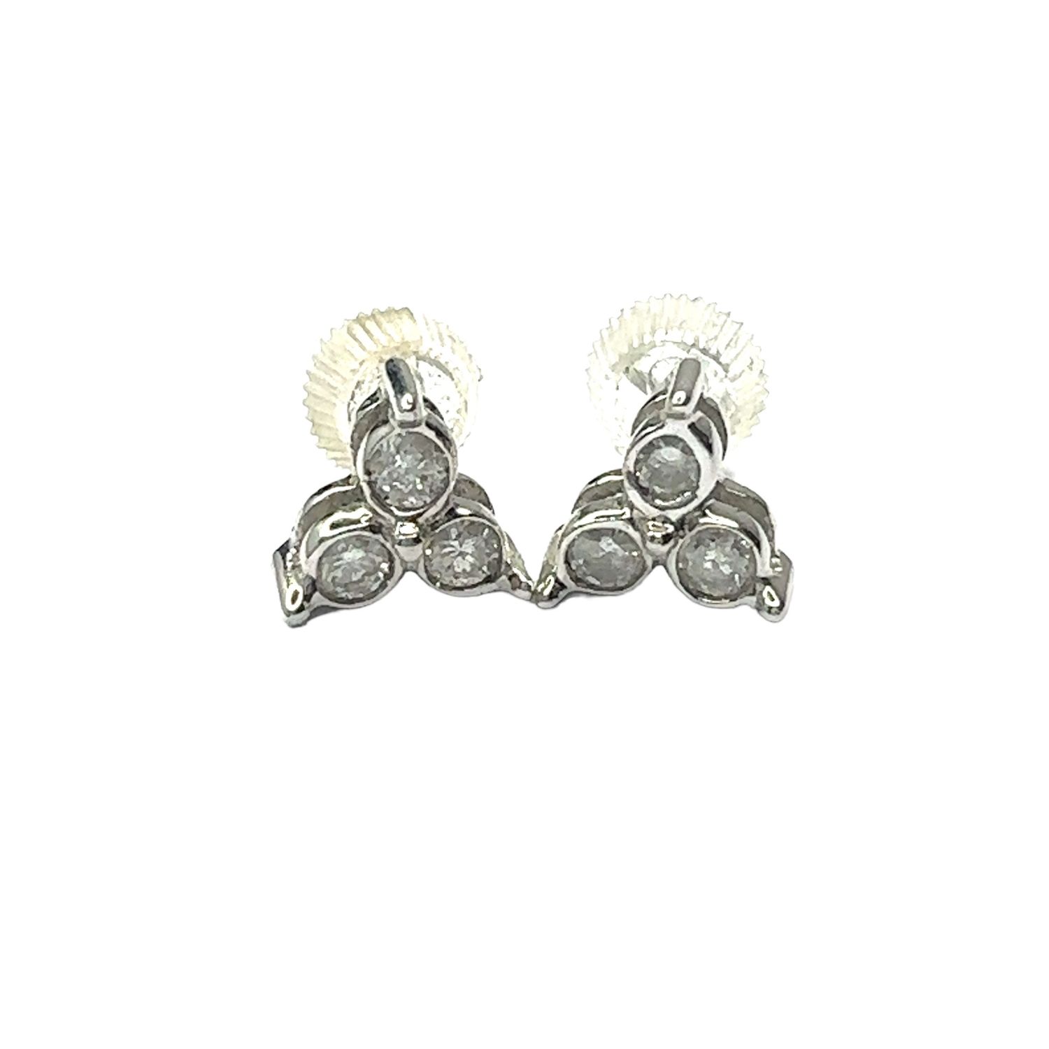 9ct white gold diamond triangle style earrings