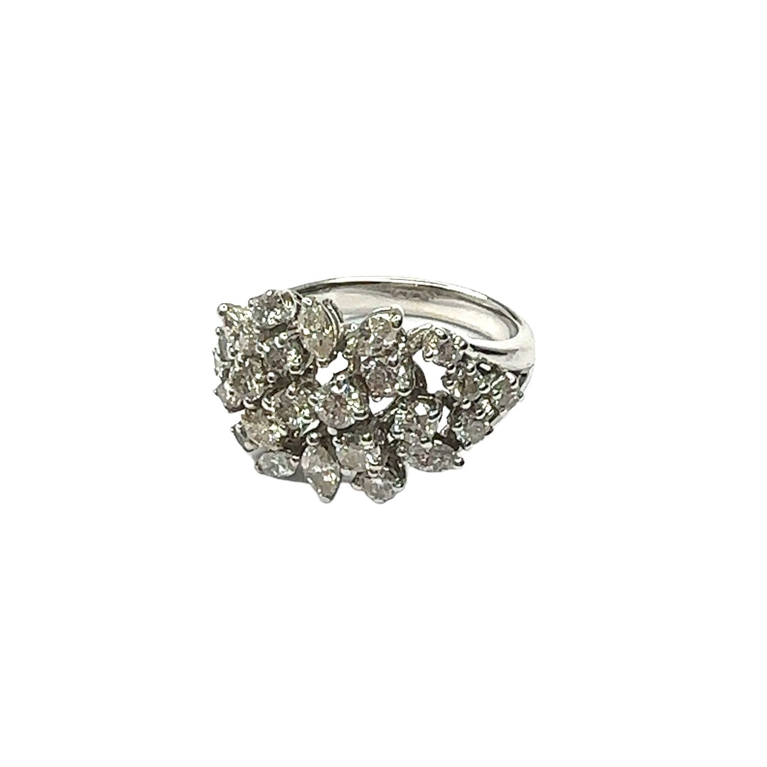 18ct white gold multi cut diamond ring