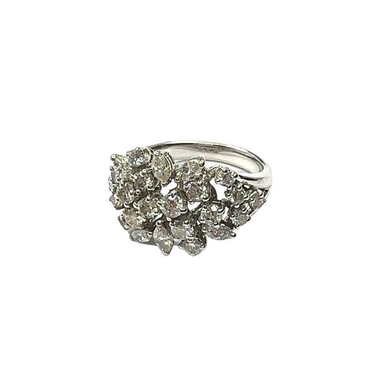 18ct white gold multi cut diamond ring