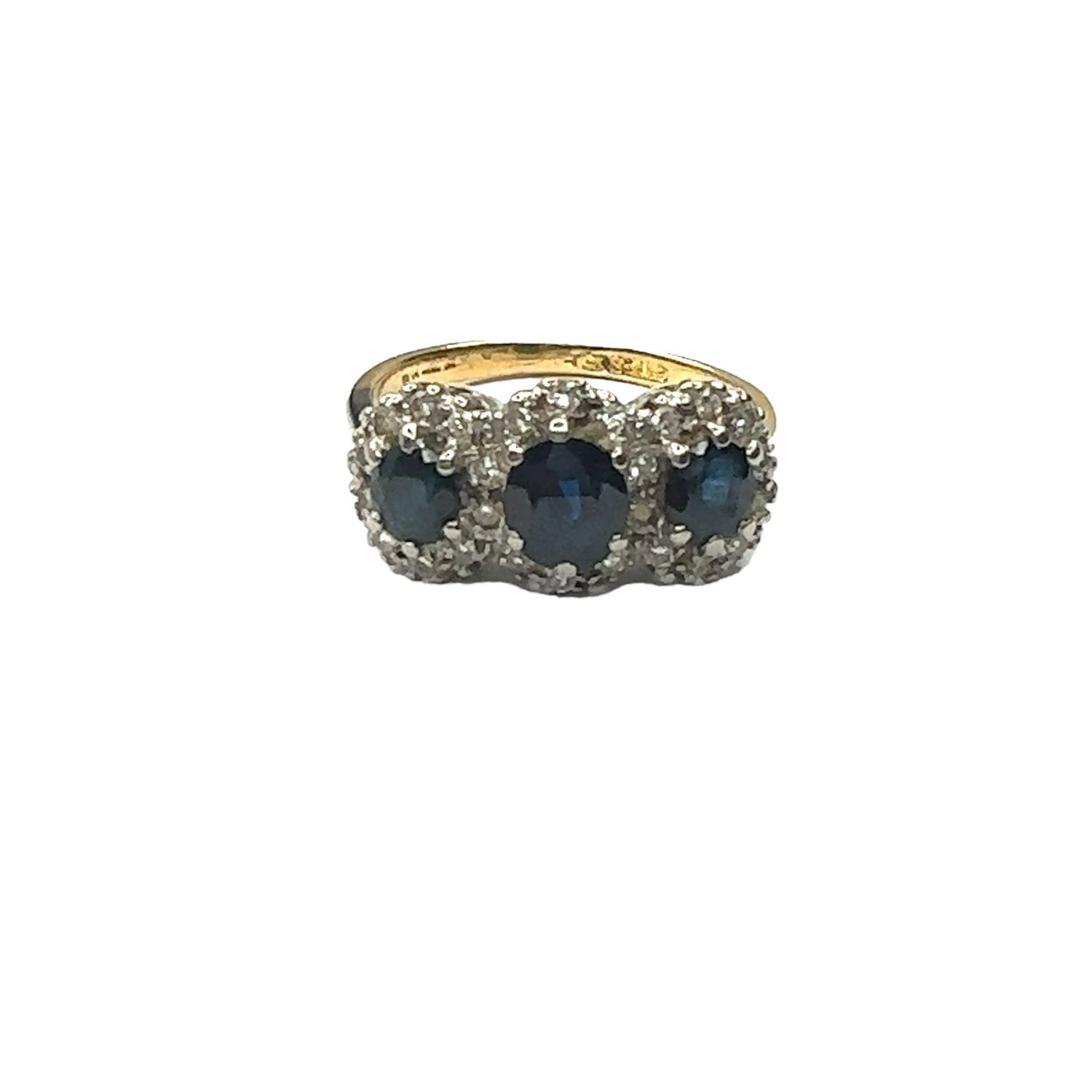 18ct yellow gold  diamond and sapphire set ring