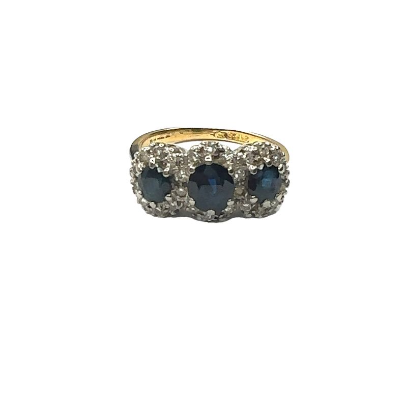 18ct yellow gold  diamond and sapphire set ring