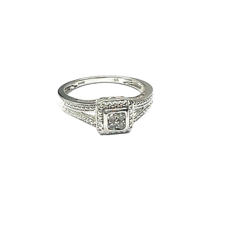 9ct white gold diamond cluster mount set ring